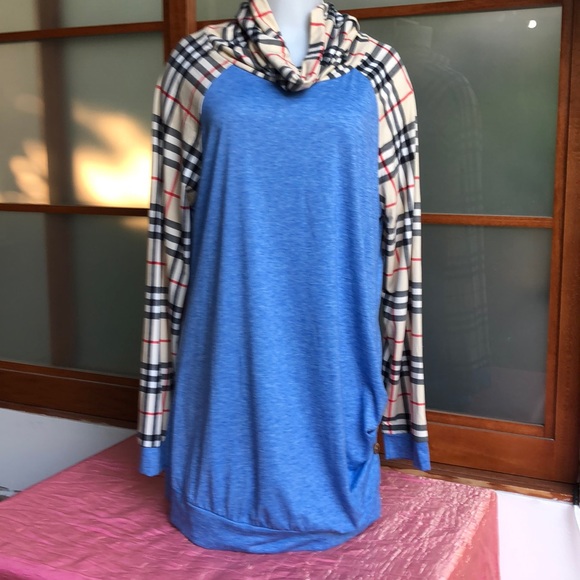 Marbetia plaid long sleeves cowl neck size XXL